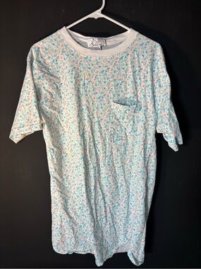 Vintage Jo Intimates Cotton Floral Nightshirt Dress-medium